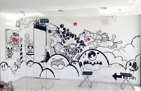 上栗手绘墙并非传统涂鸦。